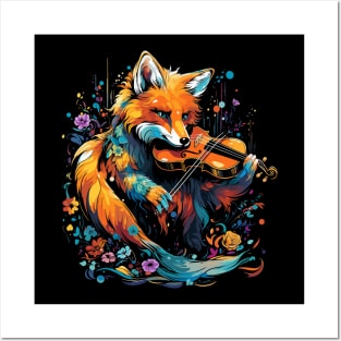 Red Fox Playing Violin Posters and Art